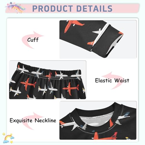 ALAZA Airplane Black 2 Piece Pajama Set Long Sleeve Top and Pants Sleepwear Unisex4