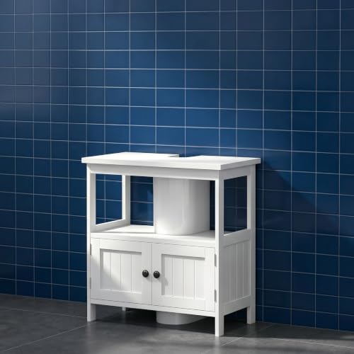 Gabinete Organizador para Lavabo con Pedestal, Gabinete Bajo Lavabo con Corte en U, Mueble para Baño con 2 Puertas y Estante Ajustable miniatura 7