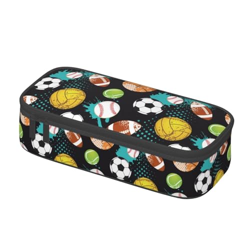 Image of Sport Cool Ball Pattern Pencil Case Big Capacity Storage Pencil Pouch Stationery Bags With Zipper Portable Pen Holder Box Organizer For Boys Girls Teens Student College School Office Supplies