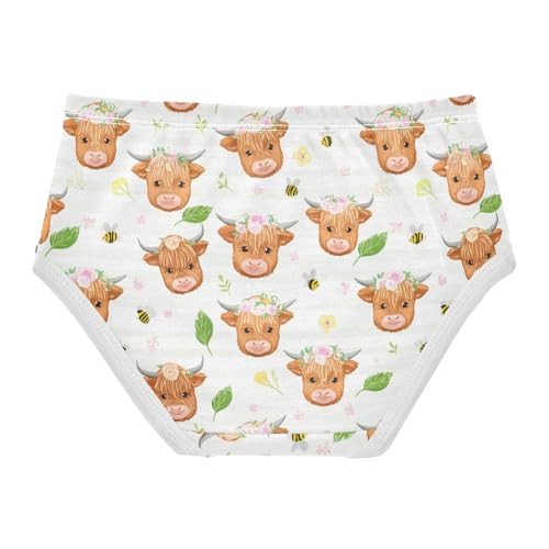 Cute Highland Cow Ox Bee Flowers Floral Toddler Girls's Underwear 2T 23021902