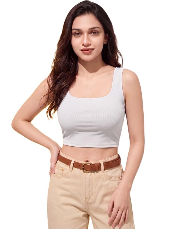 moirai Pure Cotton Crop Tank Top for Women – Soft Breathable Sleeveless Stylish Crop Top Blouse for Everyday Casual Wear-picture-51