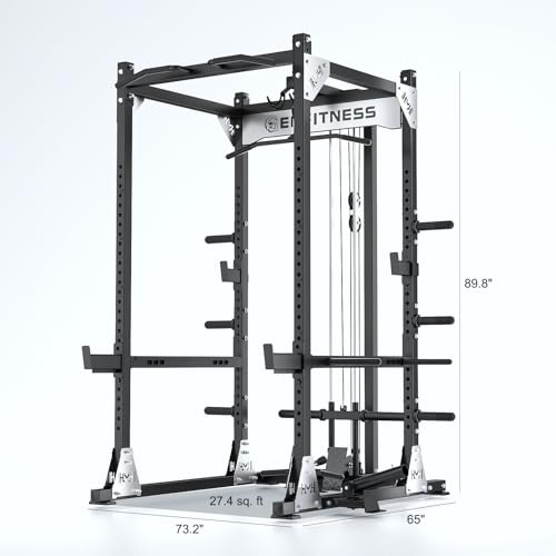 Image of X10 Power Cage with Optional LAT PullDown /Cable Crossover /Smith Machine System, 4000LB Squat Rack for Home & Garage Gym, with Weight Storage Rack and More Training Attachments