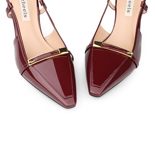 Zzheels Women's Slingback Kitten Heels Closed Pointed Toe Dressy Pumps Shoes Wedding Party Shoes3