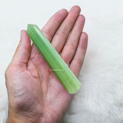 Image of Light Green Aventurine Crystal Wand - Pointed Crystal Wand for Energy Healing, Chakra Balancing, Meditation and Home Decor - Crystals and Healing Stones for Gift