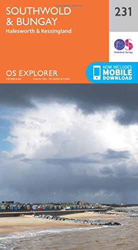 Southwold Bungay Map Halesworth Kessingland Ordnance Survey OS Explorer Map 231 England Walks Hiking Maps Adventure Map Folded Map 16 Sept