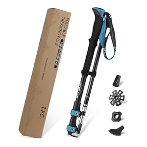 GPTCAMP Hiking Stick,1PC Trekking Pole Collapsible Hiking Pole,Lightweight Folding Adjustable Travel Walking Stick with EVA Foam Grip for Men Women,Blue