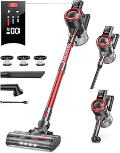 BuTure VAC Akku Staubsauger Kabellos, Akkustaubsauger 38000Pa/450W Saugleistung, Wandhalterung mit integrierter Ladestation, bis zu 55 MIN Akkulaufzeit, Touchscreen, für Hartböden/Teppich/Tierhaare