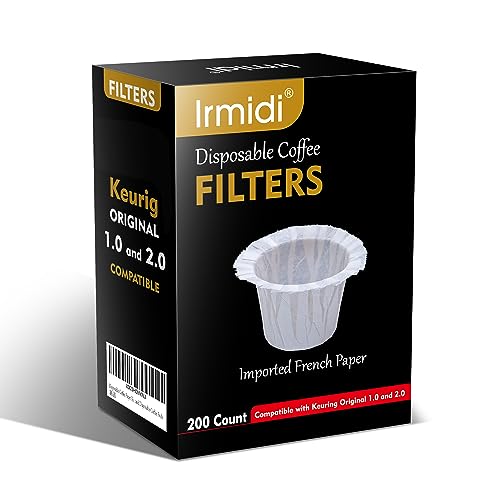 Image of Irmidi 200 Count Disposable K Cup Filters, Coffee Filter Paper for Keurig Brewers Single Serve 1.0 and 2.0