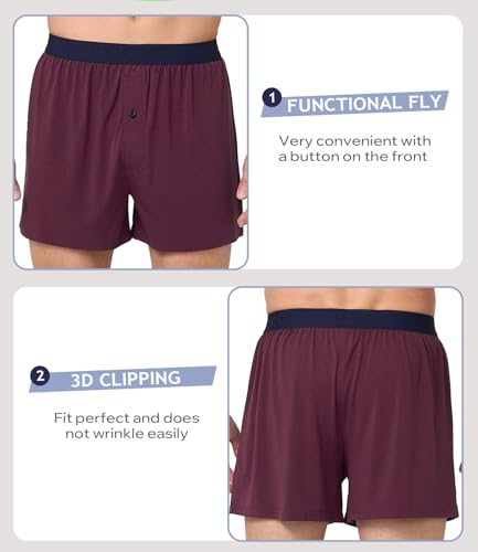 Image of BAMBOO COOL Mens Underwear Boxers Moisture-wicking and Cool Men's Boxer Shorts Loose Fit Super Soft 4 Pack