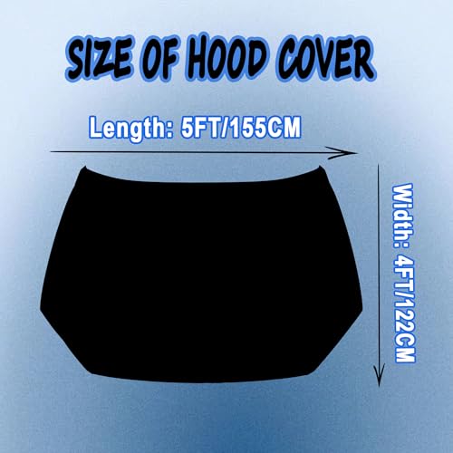 Image of Black Car Hood Cover 4X5 Ft Polyester Car Bonnet Banner,Elastic Fabrics Can be Washed Suitable for SUV and Pickup Trucks