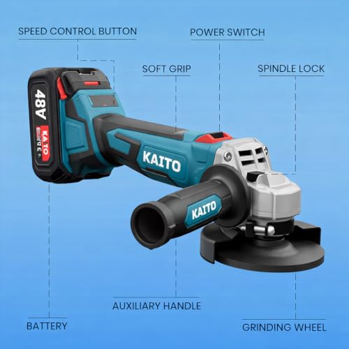 Image of KAITO Cordless Power Tool Combo Kit (4-in-1) | 26mm Rotary Hammer, 100mm Angle Grinder, 450Nm Impact Wrench & 10mm Drill Driver | 4 Lithium-Ion Batteries, 2 Chargers & Carry Case