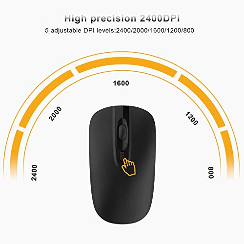 Image of cimetech Wireless Rechargeable Mouse, Rechargeable 2.4G Slim Quiet Mouse with USB Nano Receiver, 5 Adjustable DPI 2400 /2000 /1600 /1200 /800 - Black