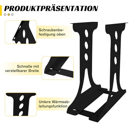 Support PC sous bureau et fixation de suspension pour grand ordinateur noir sous table