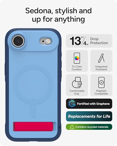 Image of ZAGG Sedona Snap Case with Kickstand for iPhone Air - Blue Royal Ember, Drop Protection (13ft /4m), Multi-Layer Protection, with Camera Button, MagSafe Phone Case with Impact-Absorbing Bumpers