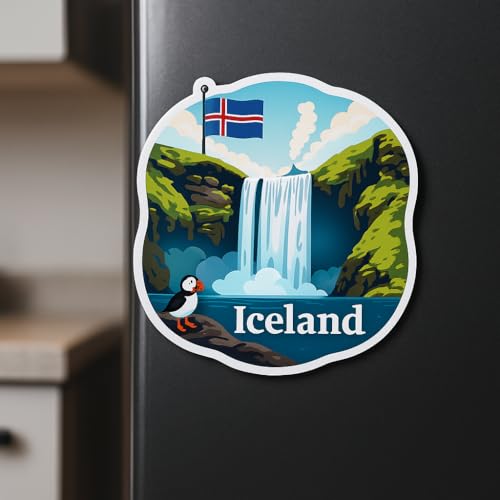 Image of Naxon Iceland Country Theme Souvenir Fridge Magnet - 3x3 Inch Stylish Refrigerator Magnet for Kitchen & Home Decor | Travel Souvenir Gift from Iceland | Fridge Decoration Magnet | Pack of 1