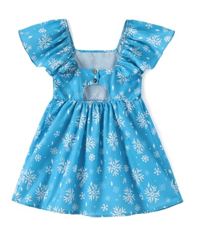 Image of Disney Stitch Minnie Frozen Elsa Princess Girls Backless Dress Off Shoulder /Short Sleeve Cinched Waist Kids Clothes Ages 2-13