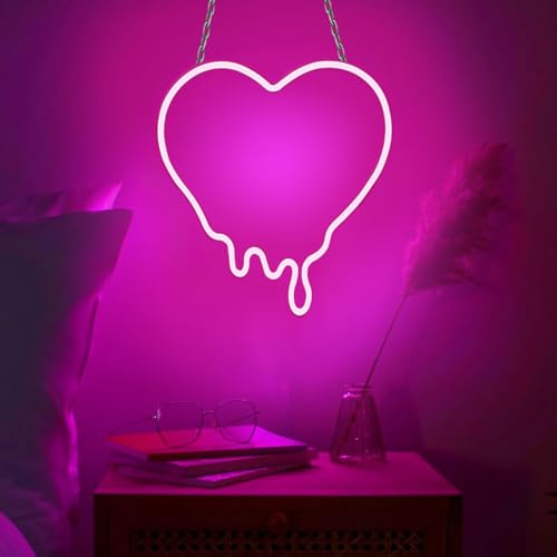Image of 14 inch Pink Love Make My Heart Melt Custom Design Decorated Acrylic Panel Handmade Man Cave Led Neon Sign Light Handmade LED Neon Tubing Signs