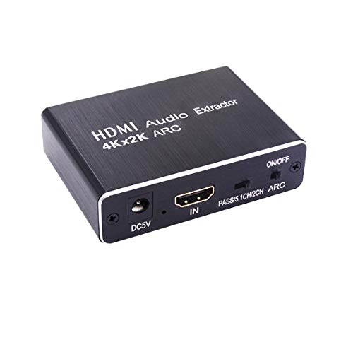 SOUTHSKY HDMI naar HDMI, ARC,Audio Extractor Adapter naar Optisch (Toslink, SPDIF), Coaxiaal, 3,5 mm Analoge Jack Converter, Ondersteuning EDID, CEC, 4Kx2K, 2CH, 5.1CH