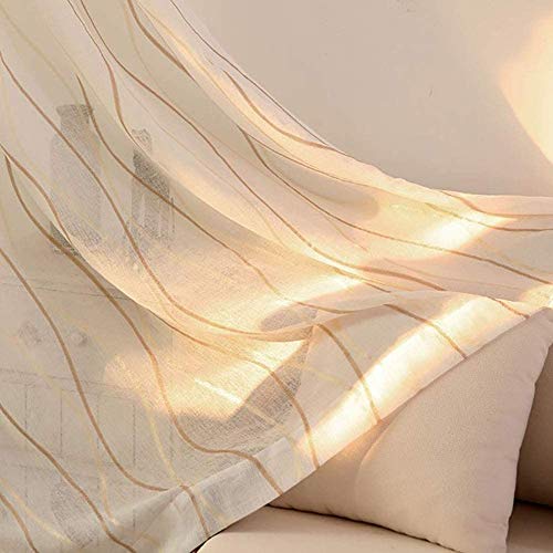 Voile rideau géométrique semi-transparent 150x250cm pour salon moderne - 3
