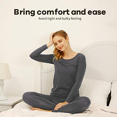 Image of MANCYFIT Thermal Underwear for Women Long Johns Set Fleece Lined Ultra Soft Scoop Neck