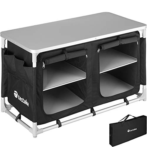 Tectake - Cocina De Camping 97X47,5X56,5Cm - Cocina Plegable De Madera Y Aluminio, Cocinilla De Camping Para Cocina De Gas Con Bolsa, Cocina De En Oferta Tectake 800747 Cocina De Camping, Aluminio, Plegable Para Exteriores, Patas Ajustables, Compartimentos, Negro, Incl. Bolsa De Transporte - Varios Modelos (Tipo 4 | No. 403347)
