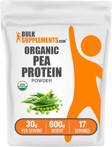BulkSupplements.com Organic Pea Protein Powder - Vegan Protein Powder, Pea Protein Powder - Unflavored, Plant Based Protein - Gl