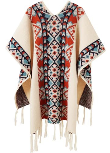 Shawl Wraps for Women Boho Knitted Tassel Cape Retro Vintage Scarf Bohemia Cover Ups2