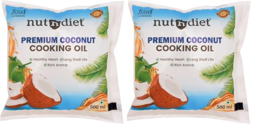 Image of nutndiet Premium Edible Coconut Oil For Cooking, Pouch 500ml (Pack of 2)