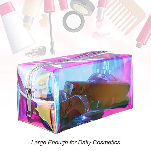 2 Pieces Holographic Makeup Bag Iridescent Cosmetic Toiletry Bag Pouch Waterproof Portable Skinny Glitter Pencil Case Travel Handbag For Makeup Tools Organize #TOP4