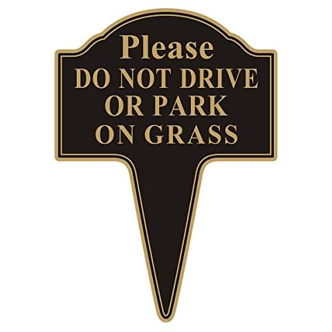 Do not Drive or Park on Grass Sign, Yuntarda 10”x14” Stay Off Grass Sign with Integrated Stake Rust-free Aluminum Yard Sign Easy Install for Outdoor Use Cover