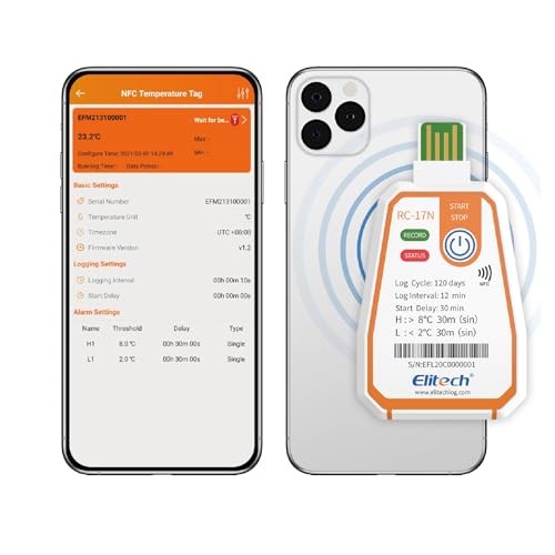Image of Elitech RC-17N NFC Disposable USB Temperature Data Logger PDF Report Light Indicator