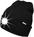 ATNKE LED Beleuchtete Mütze,Wiederaufladbare USB Laufmütze mit Licht Extrem Heller 4 LED Lampe Winter Warme Stirnlampe für Herren und Damen Geschenke/Black