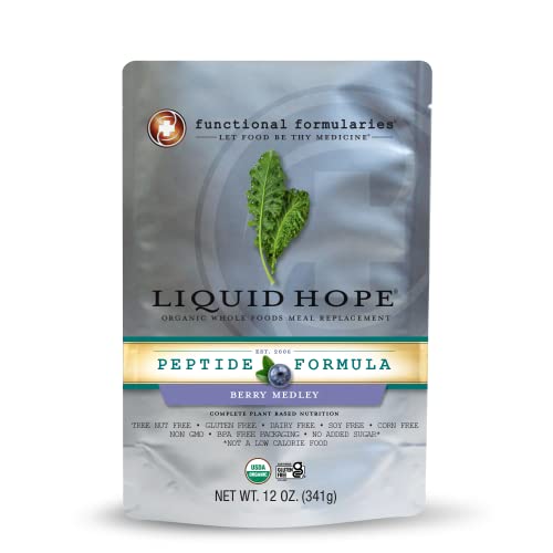 Functional Formularies Liquid Hope Peptide Berry Medley, Organic Tube Feeding Formula And Nutritional Meal Replacement Supplement, 12 Fl. Oz. Pouch, Pack Of 24 #TOP7