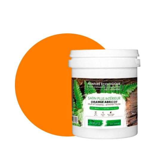 PINTURA natural ecológica aspecto satinado Natura – Tassili – pared interior – 33 colores – 1 l – 18 M², naranja