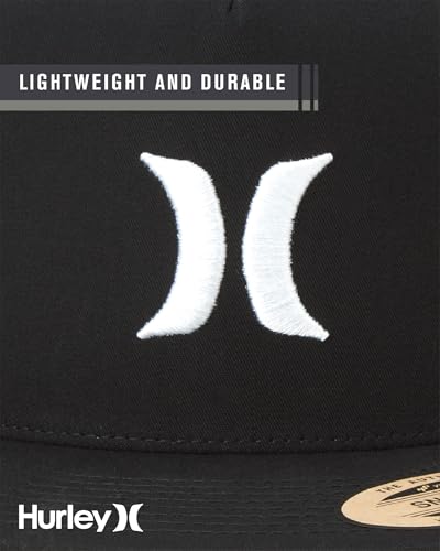 Image of Hurley Men's Caps - Flat Brim Mesh Panel Baseball Cap Trucker Hat - Snap Back Hats for Men