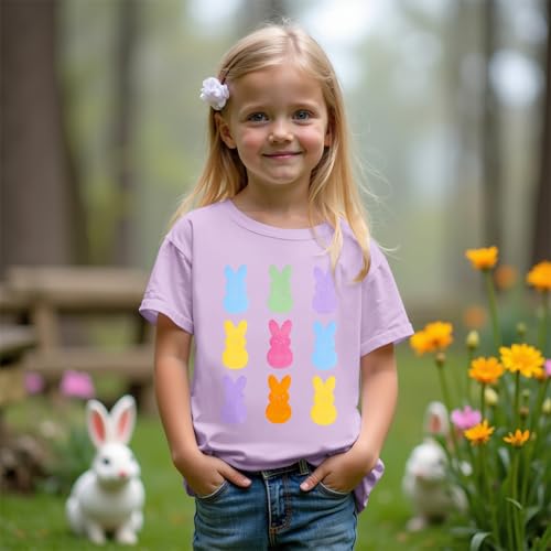 Image of Ritatte Kids Girls Easter Shirt Cute Bunny Rabbit Graphic T-Shirt Happy Easter Tees Funny Casual Short Sleeve Tops 7-12Y