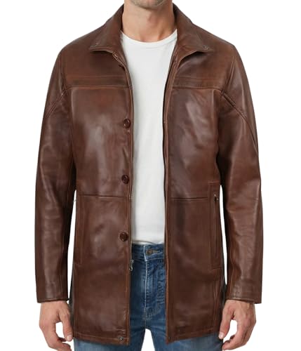 Image of Decrum Leather Coats Men - Leather Jacket Men | [1507014] Bristol Brown, L