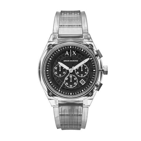 Armani Exchange Watch For Men, Quartz Chronograph movement and 44mm Case Size with Polyurethane strap