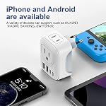 Adaptateur de voyage européen, HICITY internationaux relatifs 6 en 1 Adaptateur de prise d'alimentation de type C avec 2 AC Des sorties, 4 USB Ports (2 USB C) pour utilisation en provenance du Canada, USA à la plupart de l'Europe Islande, Italie, France, Allemagne