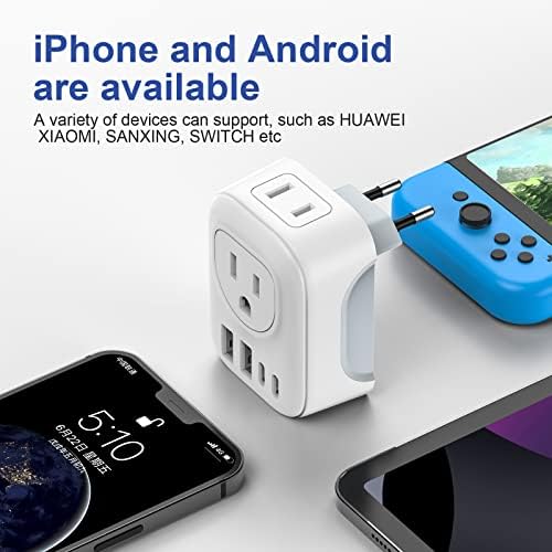 VYLEE 2 Pack European Travel Plug Adapter with USB C, Type C Europe Plug - 5