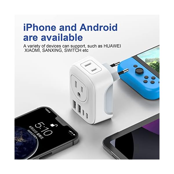 2 Pack European Travel Plug Adapter, VYLEE International Travel Adapter with 2 Outlets 4 USB Ports(2 USB C), 6 in 1 Type C Travel Essentials Charger for US to Most of Europe EU Italy Spain France - Image 7