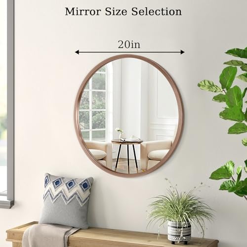 Image of Round Bathroom Mirror Circle Aluminum Alloy Wall Mirrors with Simple Metal Frame Modern Round Hanging Mirror for Bathroom Hallway Room Living Purple Frame