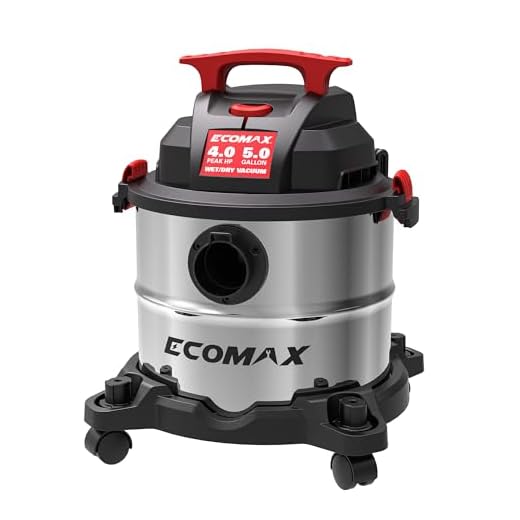 ECOMAX Wet Dry Vac 5 Gallon, 4 Peak HP, Portable Stainless Steel Shop Vacuum Wet/Dry with Powerful Suction-85 CFM, 3-in-1 Wet/Dry/Blow, Shop Vacuum for Home, Workshop, Jobsite, EM18115