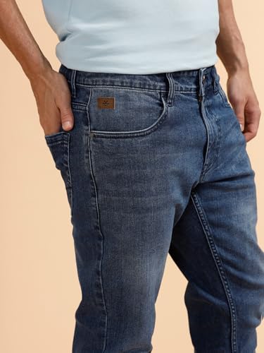 Image of WROGN Men's Stretch Cotton Jeans | Solid | Slim Fit