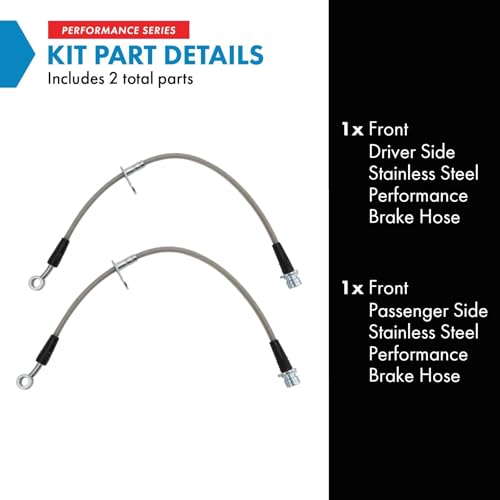 Image of TRQ Front Performance Brake Hose Set Compatible with 2005-2010 Honda Odyssey
