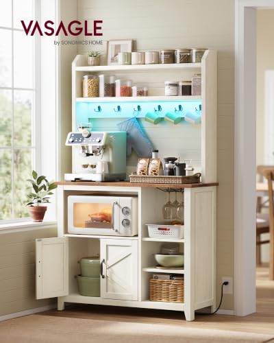 Image of VASAGLE Baker's Rack with LED Lights and Power Outlet, 6 Hooks