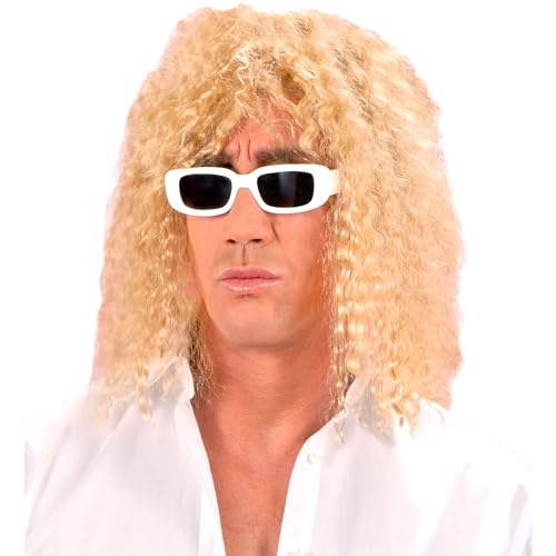 W WIDMANN MILANO Party Fashion 6264S - Perruque chanteur, blonde, perruque bouclée, cheveux synthétiques, rock star, soirée à thème, carnaval