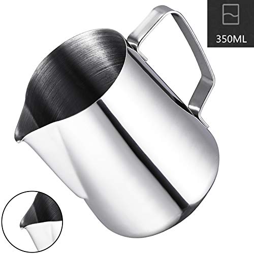 Jarra de acero inoxidable para espuma de leche, 350 ml, taza de leche Barista