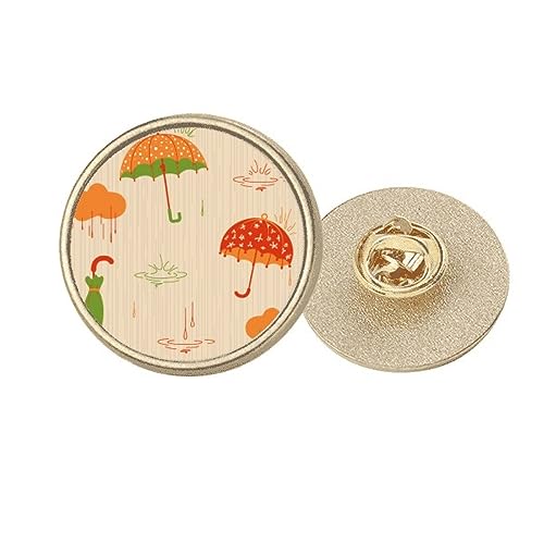 Broche ronde parapluie nuage en métal doré pour vos vestes