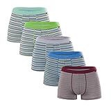 Men's Luxury Bamboo Boxer Underwear Ultra Soft and Breathable Stripes Boxer Briefs 5 Pack (M)